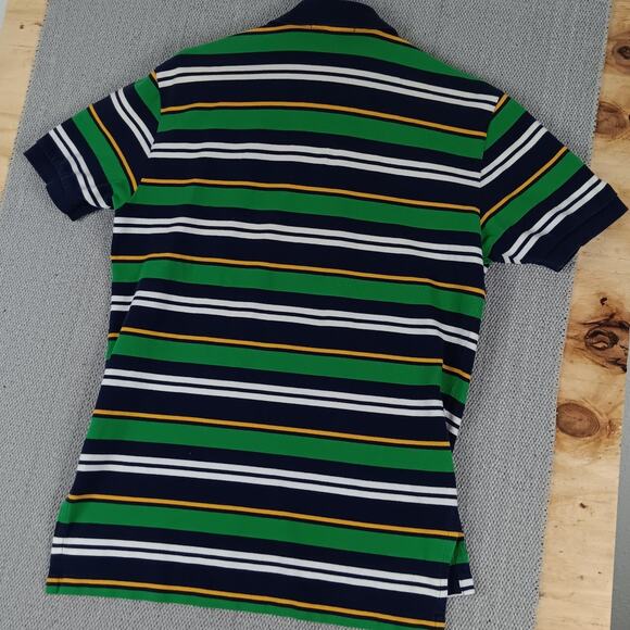 Polo Ralph Lauren Vintage Polo Shirt Men Medium Green/Blue Striped Luxury Preppy - Picture 7 of 11